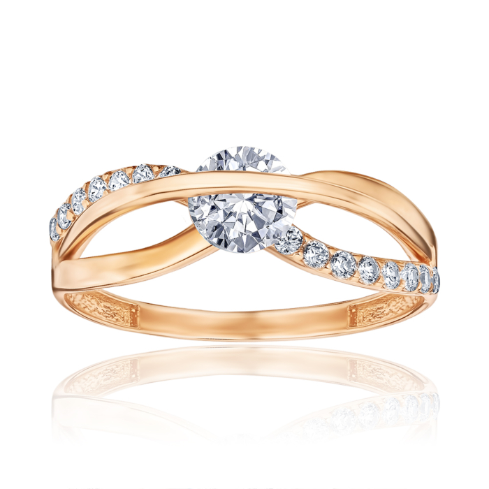 Золота каблучка з фіанітами G-2913-R/01/1