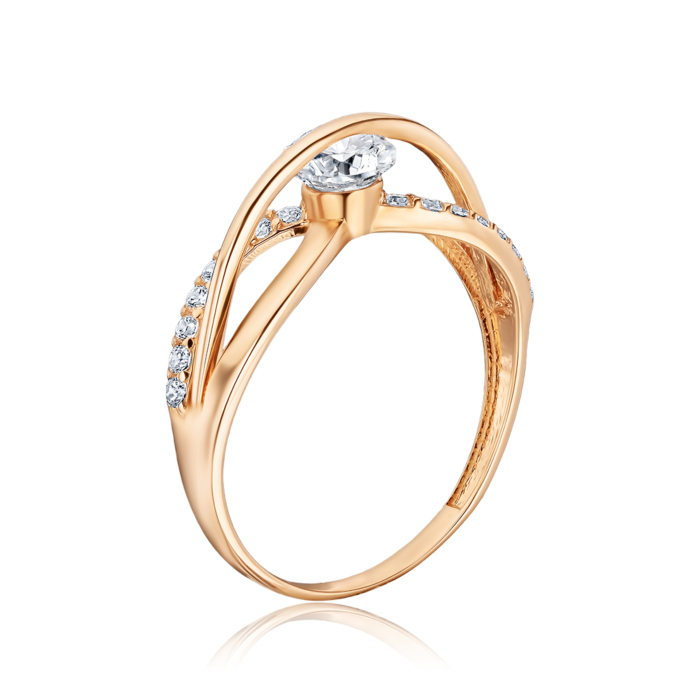 Золота каблучка з фіанітами G-2913-R/01/1