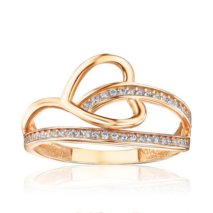 Золота каблучка з фіанітами G-2962-R/01/1