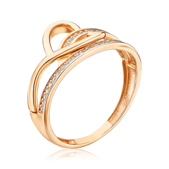 Золота каблучка з фіанітами G-2962-R/01/1