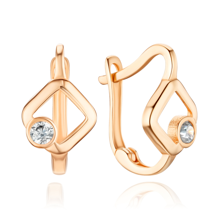 Золоті сережки з фіанітами G-3024-E/01/1