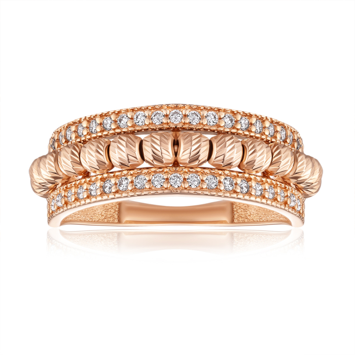 Золотое кольцо с фианитами. Артикул G-1681-R/01/1