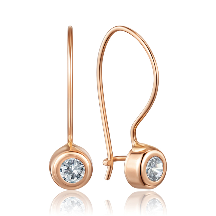 Золотые серьги с фианитом. Артикул G-3293-E/01/1