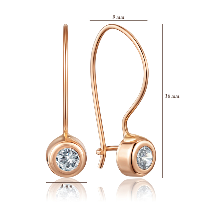 Золотые серьги с фианитом. Артикул G-3293-E/01/1