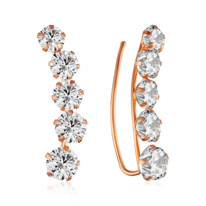 Золоті кафи з фіанітами. Артикул G-3296-E/01/1