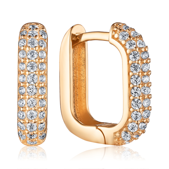 Золотые серьги-конго с фианитами. Артикул G-3297-E/01/1