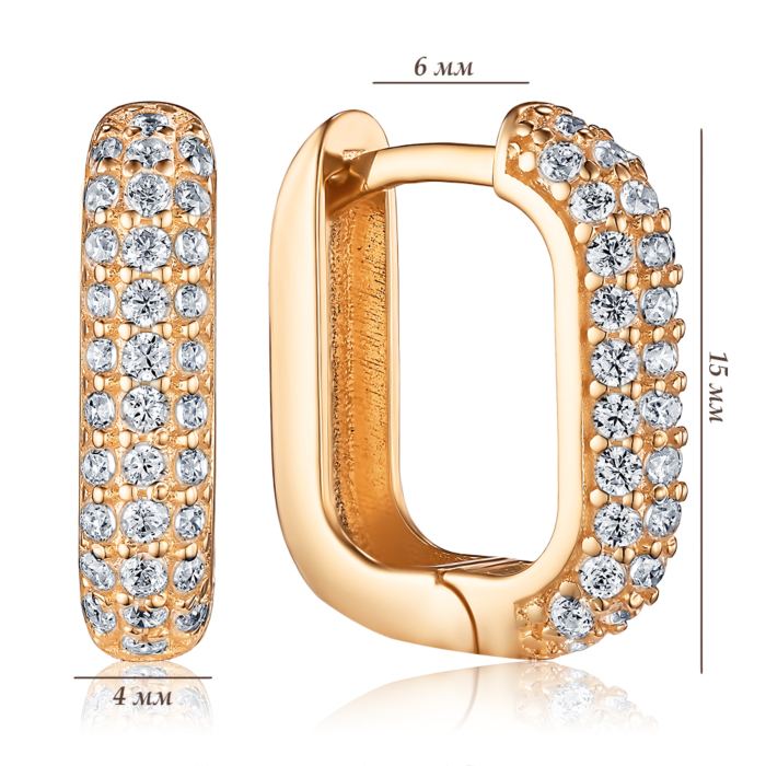 Золотые серьги-конго с фианитами. Артикул G-3297-E/01/1