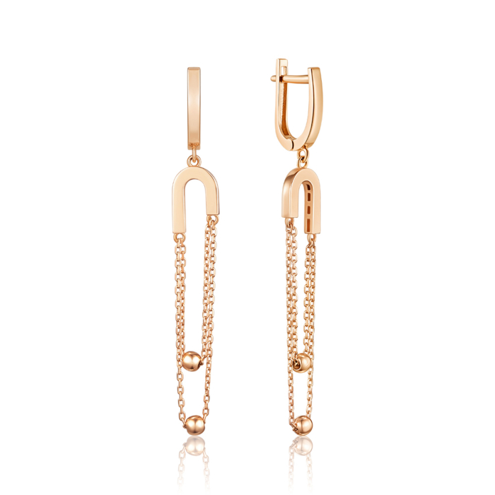 Золотые серьги без вставки. Артикул G-352-E/01