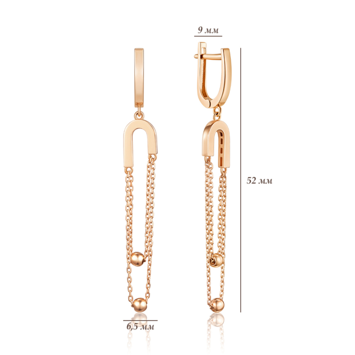 Золотые серьги без вставки. Артикул G-352-E/01