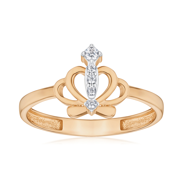 Золота каблучка з фіанітами G-3534-R/01/1