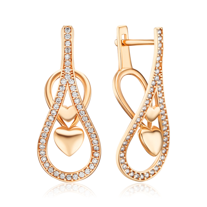 Золоті сережки з фіанітами G-3609-E/01/1