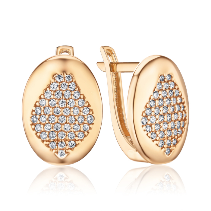 Золотые серьги с фианитами G-3623-E/01/1
