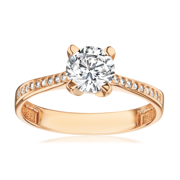 Кольцо из красного золота с фианитами G-3728-R/01/1