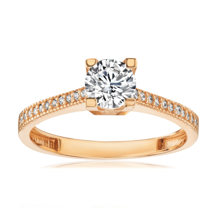 Золотое кольцо с фианитами. Артикул G-3765-R/01/1