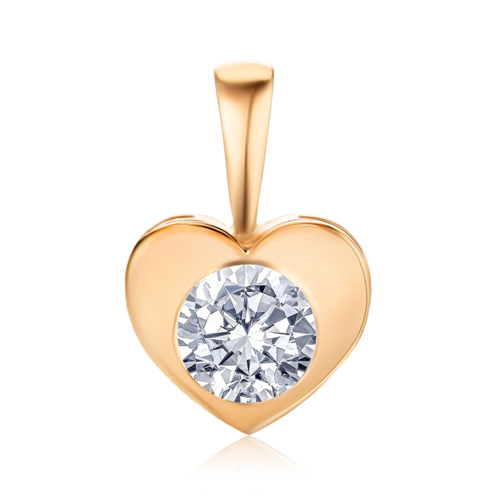 Золотая подвеска «Сердце» с фианитом G-3767-P/01/1