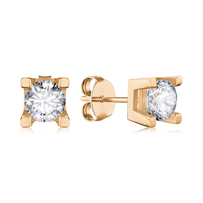 Золоті сережки з фіанітом. Артикул G-3772-E/01/1