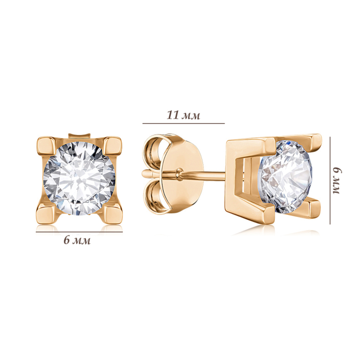 Золоті сережки з фіанітом. Артикул G-3772-E/01/1