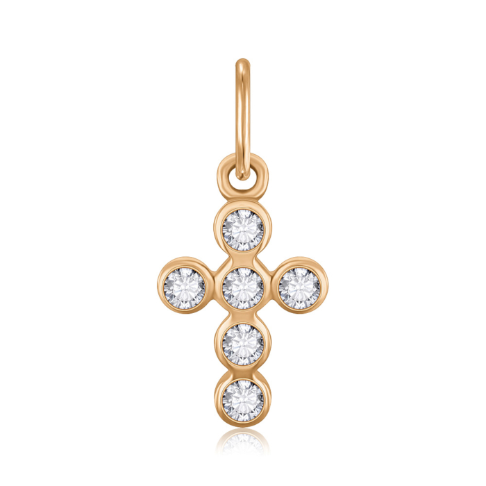 Золотий хрестик з фіанітами G-3837-P/01/1
