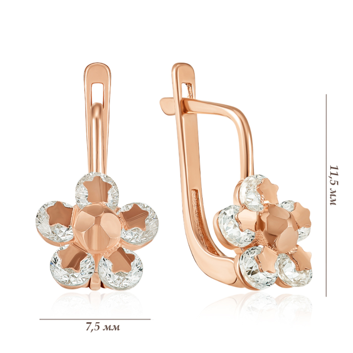 Золоті сережки з фіанітами. Артикул G-4014-E/01/1