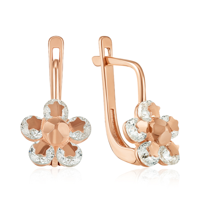 Золоті сережки з фіанітами. Артикул G-4014-E/01/1