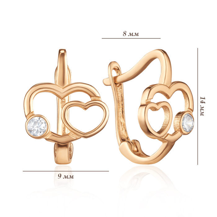 Золотые серьги с фианитами. Артикул G-4024-E/01/1