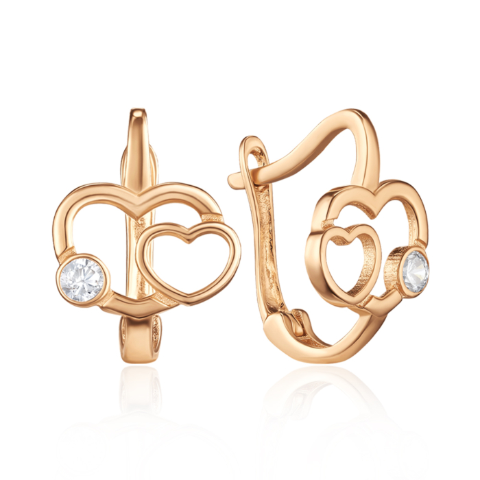 Золотые серьги с фианитами. Артикул G-4024-E/01/1