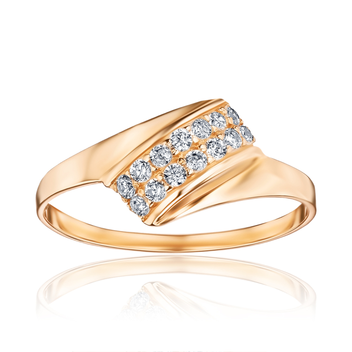 Золота каблучка з фіанітами G-422-R/01/1