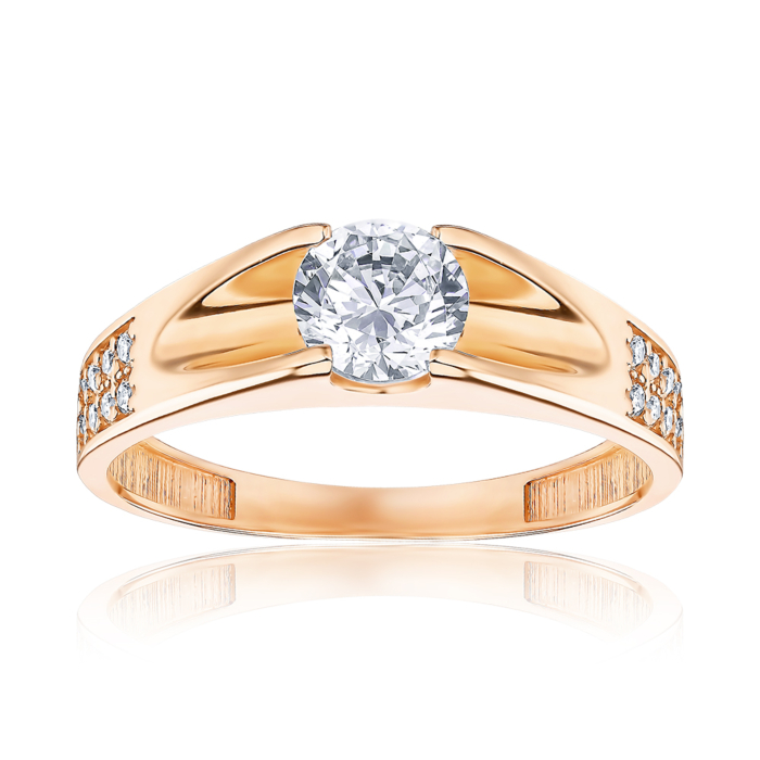 Золота каблучка з фіанітами G-565-R/01/1