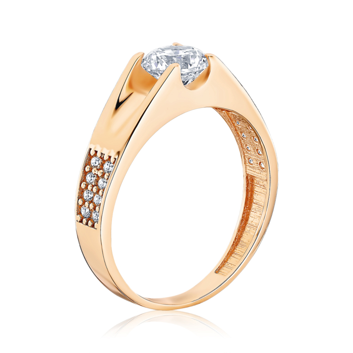 Золота каблучка з фіанітами G-565-R/01/1