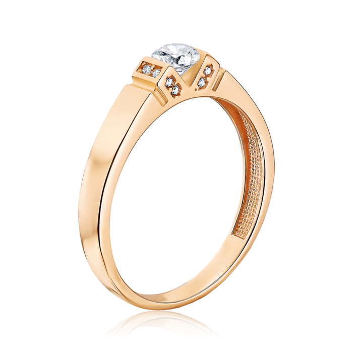 Золотое кольцо с фианитами. Артикул G-589-R/01/1