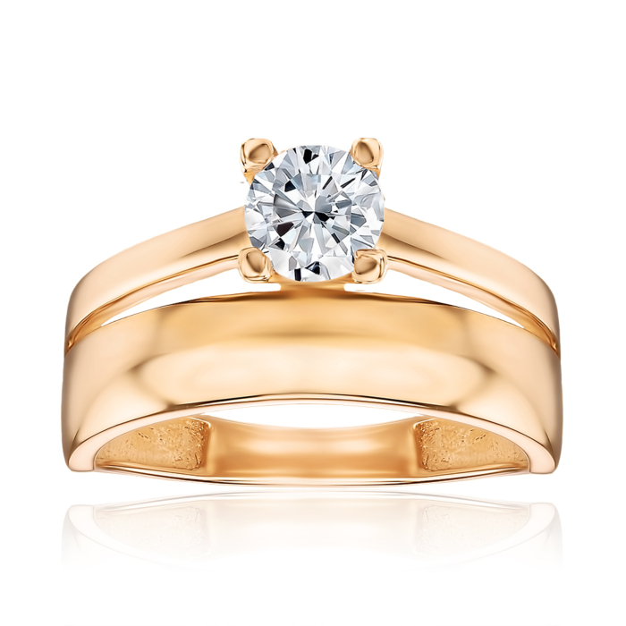 Каблучка з червоного золота з фіанітом G-1665-R/01/1