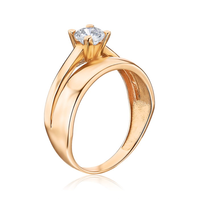 Каблучка з червоного золота з фіанітом G-1665-R/01/1