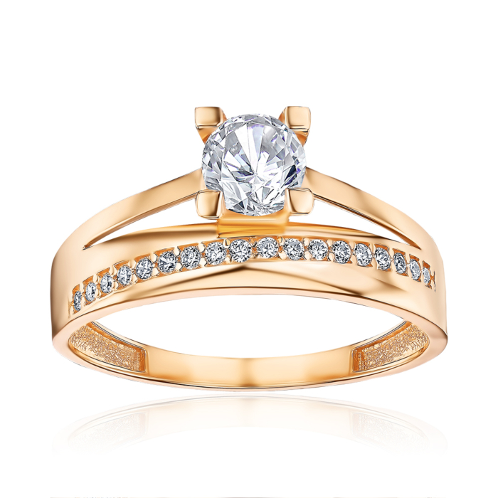 Золота каблучка з фіанітами G-610-R/01/1