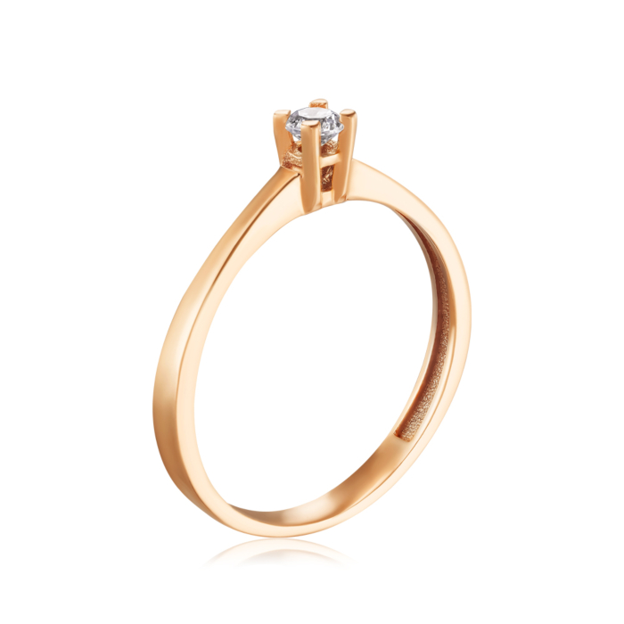 Золотое кольцо с фианитом. Артикул G-629-R/01/1