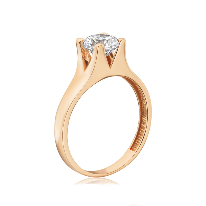 Каблучка з червоного золота з фіанітом G-646-R/01/1