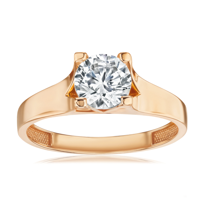 Каблучка з червоного золота з фіанітом G-646-R/01/1