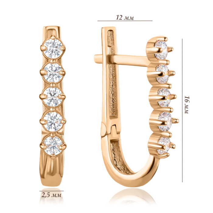 Золотые серьги с фианитами G-971-E/01/1