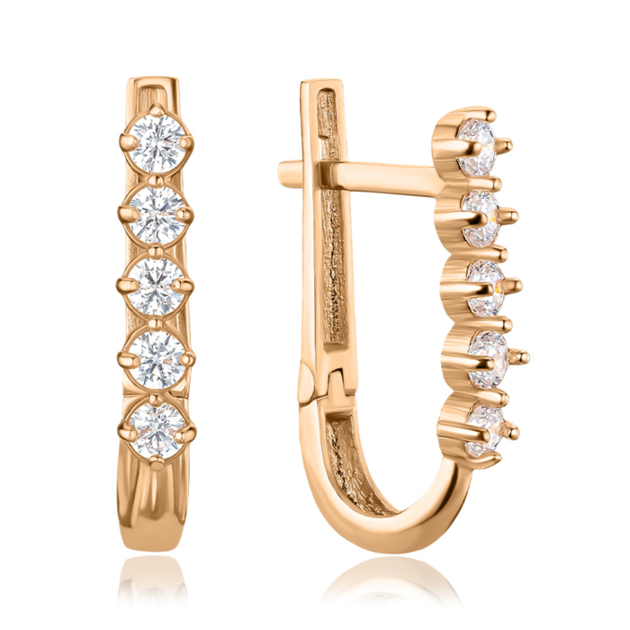 Золотые серьги с фианитами G-971-E/01/1