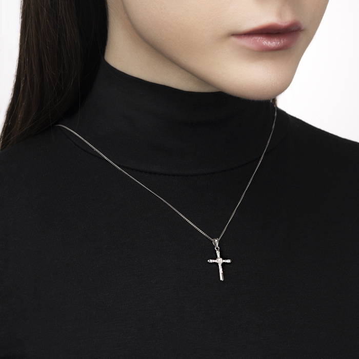 Срібний хрестик з фіанітами. Артикул G00004-P/12/1