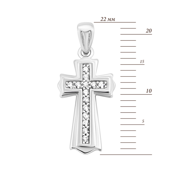 Срібний хрестик з фіанітами. Артикул UG5G00011
