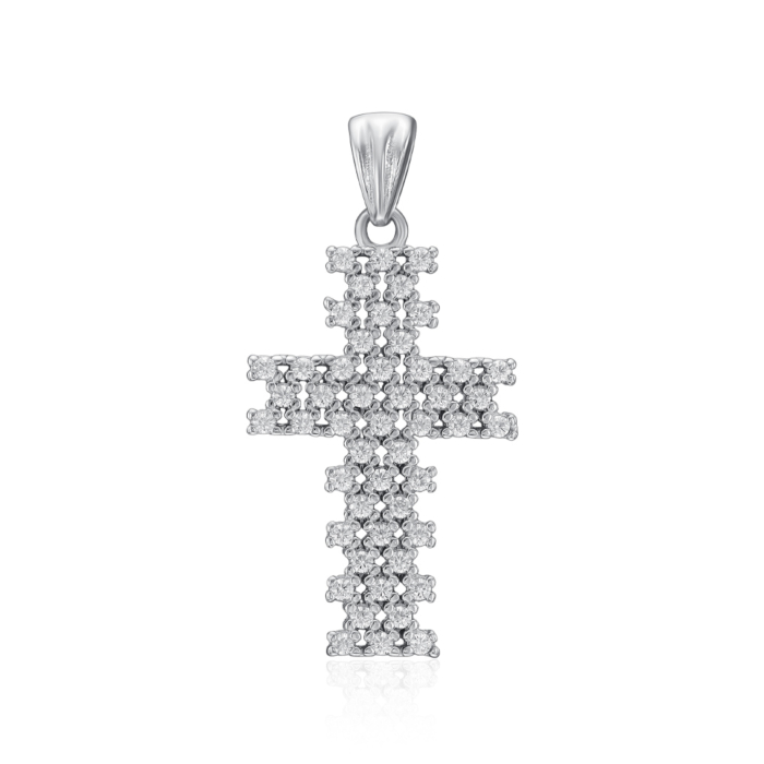 Срібний хрестик з фіанітами. Артикул G00016-P/12/1