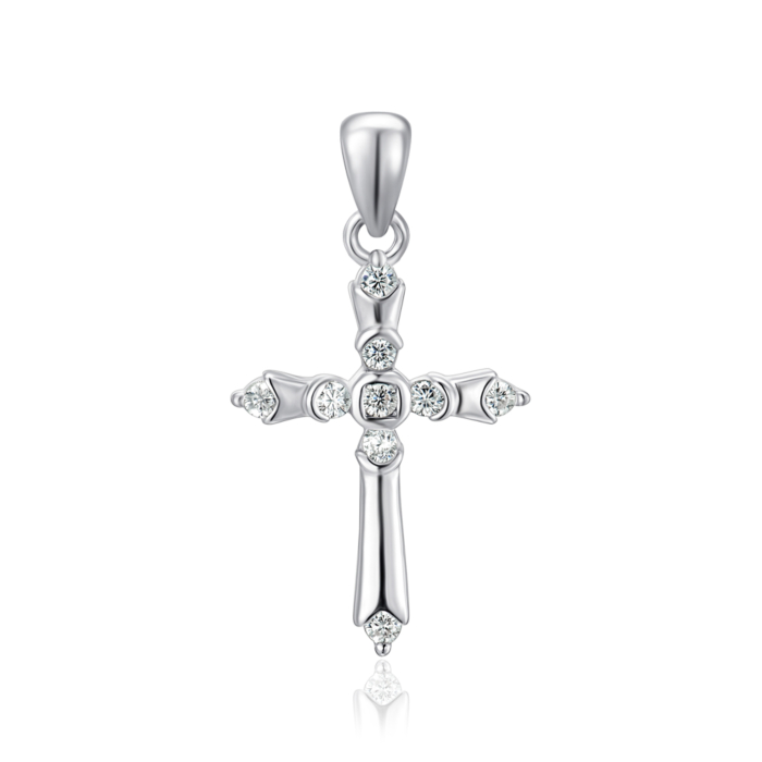 Срібний хрестик з фіанітами. Артикул G00019-P/12/1