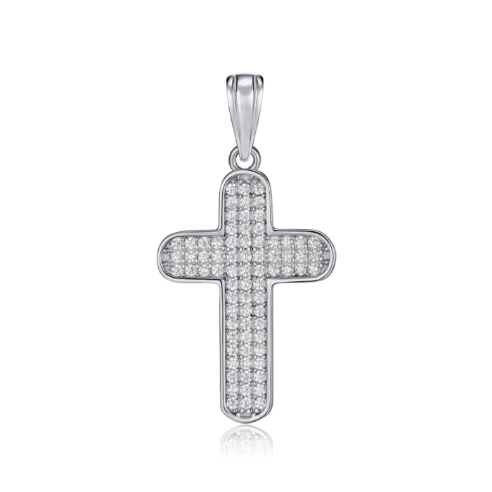 Срібний хрестик з фіанітами. Артикул G00031-P/12/1