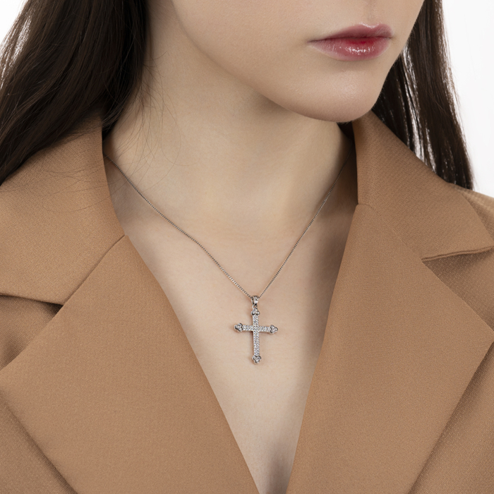 Срібний хрестик з фіанітами. Артикул G00038-P/12/1