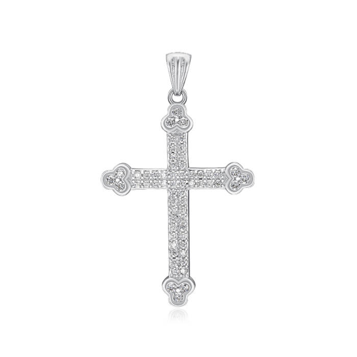 Срібний хрестик з фіанітами. Артикул G00038-P/12/1