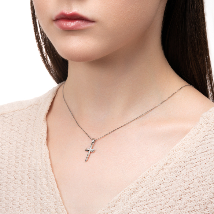 Срібний хрестик з фіанітами. Артикул G00048-P/12/1