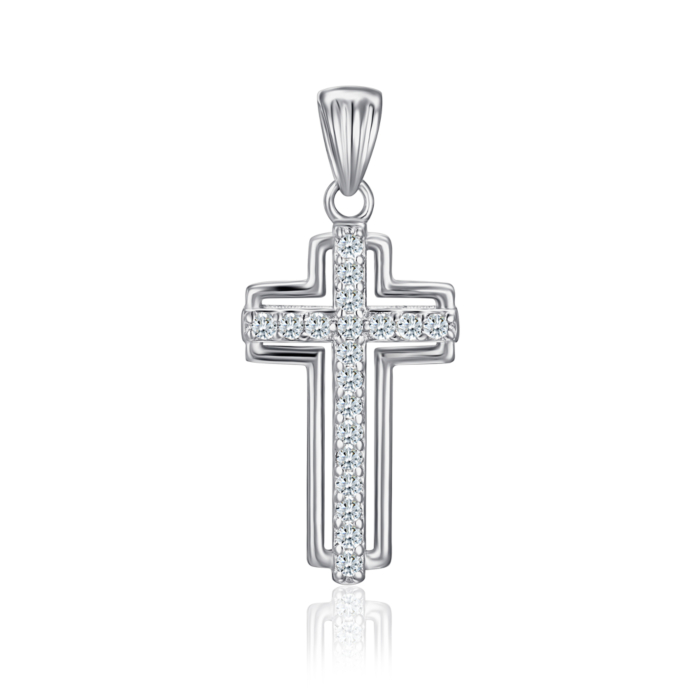 Срібний хрестик з фіанітами. Артикул G00050-P/12/1