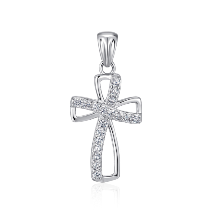 Срібний хрестик з фіанітами. Артикул G00052-P/12/1