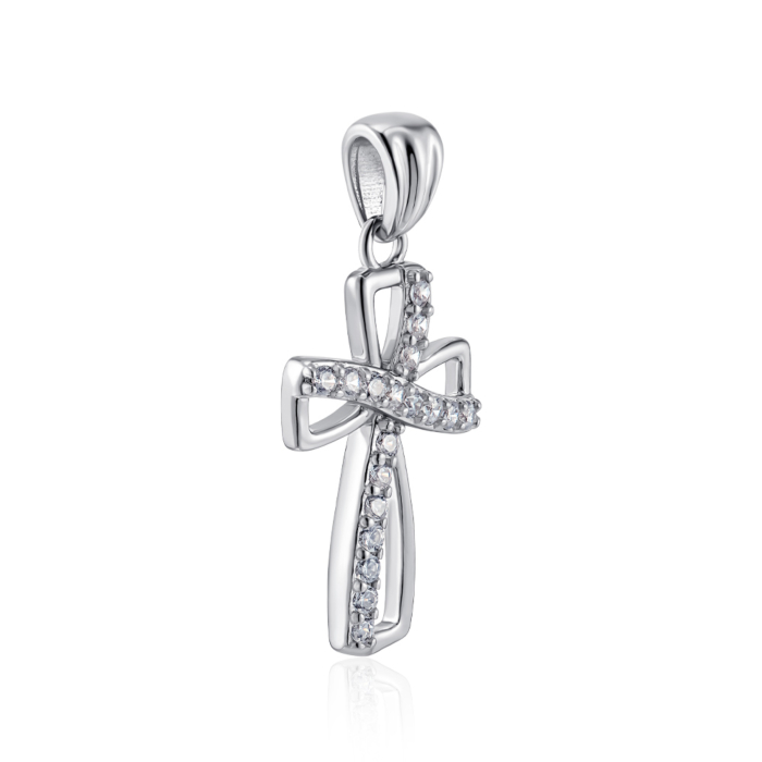 Срібний хрестик з фіанітами. Артикул G00052-P/12/1