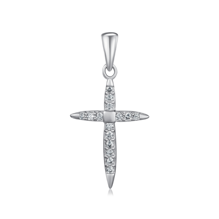 Серебряный крестик с фианитами. Артикул G00057-P/12/1